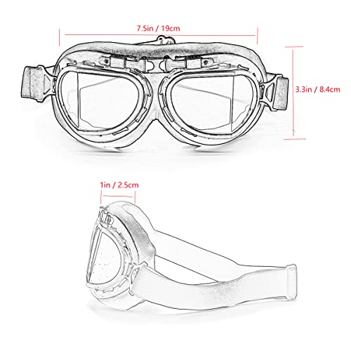 kucehiup Vintage Aviator Goggles Motorcycle Goggles
