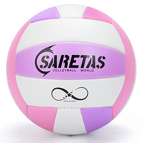 Saretas Volleyballs, PU Official Size Soft Touch Kids Volley Ball, Cute Volleyball for Girl, Christmas Volleyball Gifts fo...
