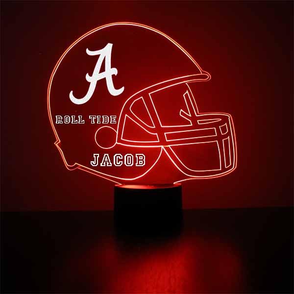 Custom University Of Alabama Crimson Tide Football Helmet Led Sign Night Light Lamp With Remote And Personalized Name Or Image  Officially Licensed From The Clc By Mirror Magic Gifts  Made In The Usa