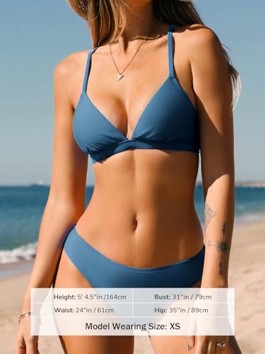 CUPSHE Bikini Set for Women Two Piece Swimsuits V Neck Low Rise Crisscross Back Self Tie Spaghetti Straps