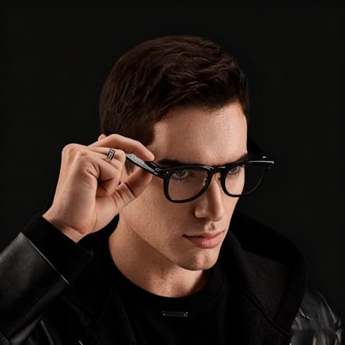 AI Smart Glasses, Titanium Frame, 32GB Storage, Voice Control, 4K Video Recording, Bluetooth Compatible with Android iOS, ...