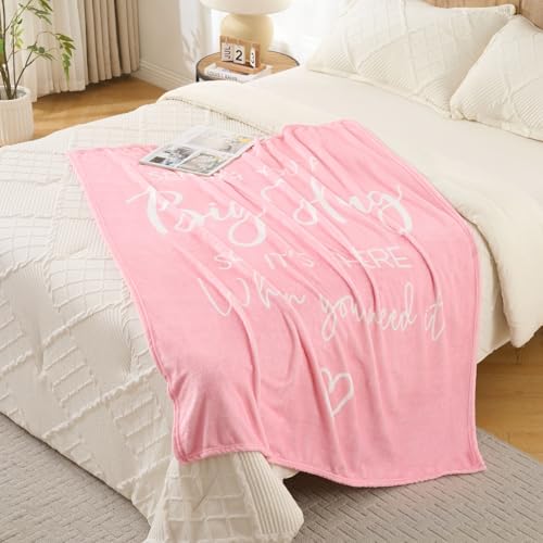 Lussena Thinking of You Gifts for Women Men – Get Well Blanket 50x60 Inch, Pink Flannel Comfort Hug Blanket, Sympathy Thro...