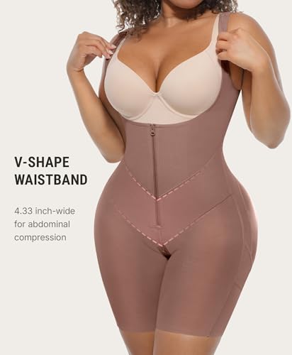FeelinGirl Fajas Colombianas Moldeadoras Butt Lifting Shapewear Tummy Control Postpartum Faja Body Shaper with Zipper Crotch