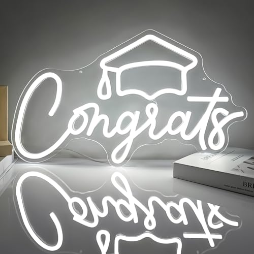 Congrats Grad Neon Sign Congrats Neon Lights Signs for Backdrop Graduation Party Wall Decor Dimmable Congratulations Neon ...