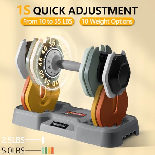 AOTOB 25/55 LBS Adjustable Dumbbell Set, Anti-Slip Fast Adjusting with Turning Handle, Adjustment for Men and Women, Weigh...