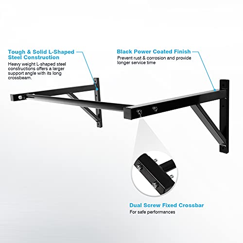 IRONWALLS Pull Up Bar Wall Mounted Home Gym, 500lbs Capacity Heavy Duty Iron Chin Up Bar Upper Body Workout Bar for Streng...