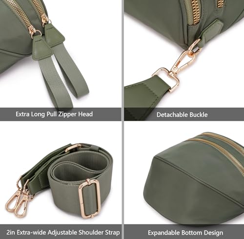 Pure Colour Crossbody Bum Bags for Women Spacious Checkered Cross body Bag Nylon Trendy Fanny Pack for Travel