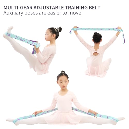 2 PCS Adjustable Extended Children's Stretching Straps with 8 Loops, Multi-Functional Elastic Stretch Bands for Gymnastic...
