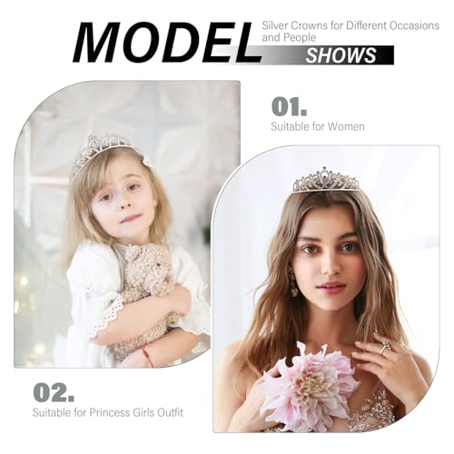 Tihebax Tiaras Crowns Headbands for Girls Women 10 Pcs Small Silver Princess Tiara Bulk Crown Tiaras Rapunzel Crowns for W...