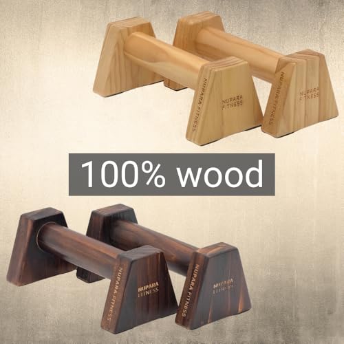 NUPARA FITNESS Wooden Push Up Bars - Calisthenics Equipment for Core and Upper Body Strength Training and Exercise | Push ...