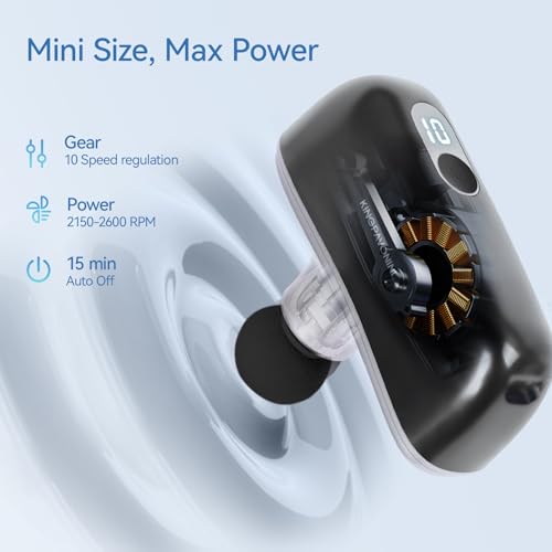 KingPavonini Mini Massage Gun with All-in-One Storage Case, 0.5 LBS Pocket-Sized Small Massage Gun Deep Tissue, Portable P...