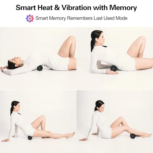 JIEJUNJIE Vibrating Massage Ball with Heat, 7 Modes, Memory Function, Myofascial Release, Deep Tissue Muscle Recovery Ball...