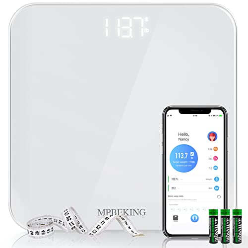 Scale for Body Weight, High Accuracy Bathroom Digital Scales, Bluetooth Weighing Scale, Unlimited Users, LCD Display, Roun...