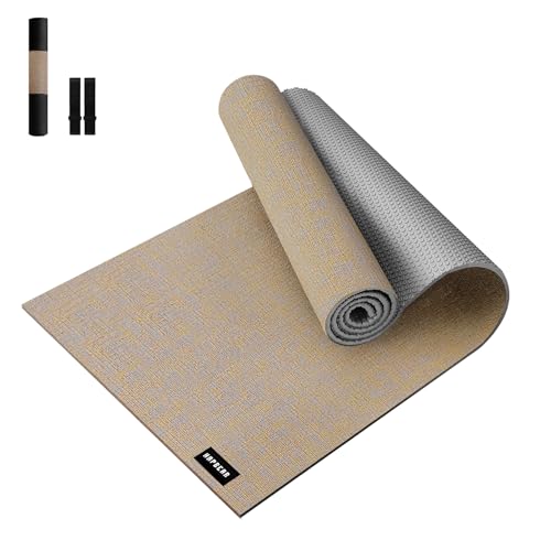 HAPBEAR Extra Large Yoga Mat (84''x30'') - 1/4'' Thick Durable Natural Linen, Non-Slip & Tear-Resistant - Perfect for Home...