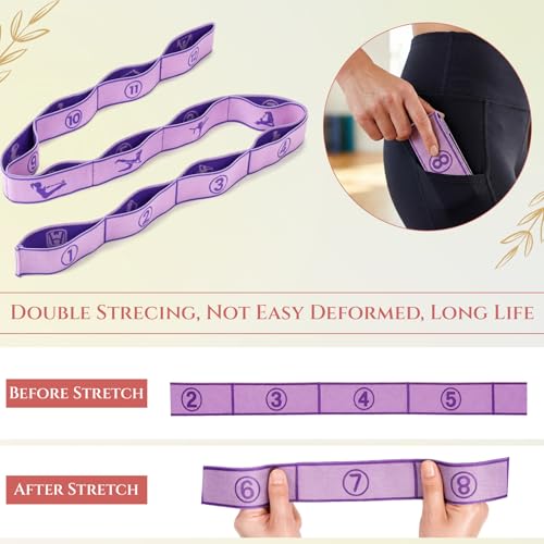 Teyva Daily 3 Pcs Stretch Strap with Loops Elastic Yoga Stretching Strap Multi Loop Stretch Bands for Exercise Therapy, Pi...