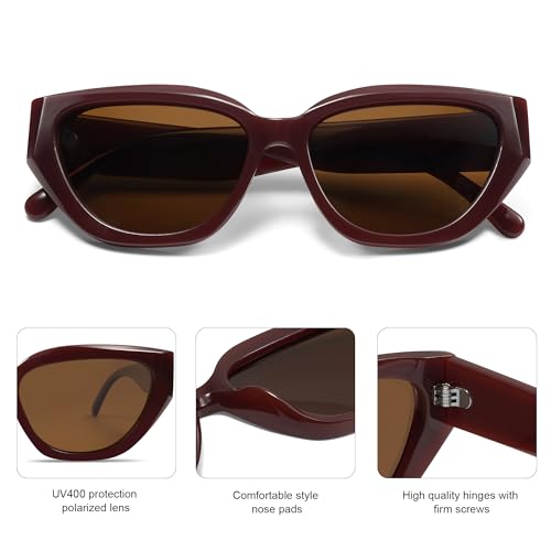 SOJOS Trendy Cute Cat Eye Polarized Sunglasses for Women Fashion Cateye Womens Sunnies SJ2237