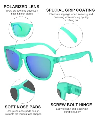 EPHIU Polarized Sports Sunglasses for Men Women No-Slip No-Bounce Grip for Running Cycling Fishing with Mirrored UV400 Lenses