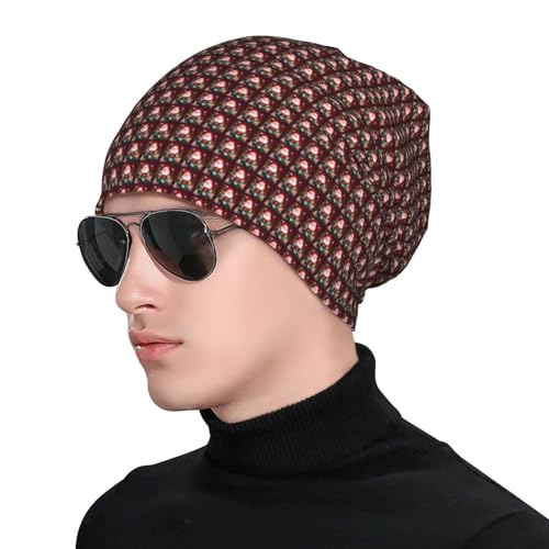 sackhg Merry Christmas Santa Claus Gift Print Winter Beanie Hat Men Women Soft Lightweight Thermal Cap for Outdoor Skiing ...