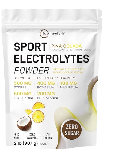 Micro Ingredients Electrolytes Powder, 2 lbs | 95 Servings | Sugar Free Workout Hydration | Potassium, Sodium, L-Glutamin...