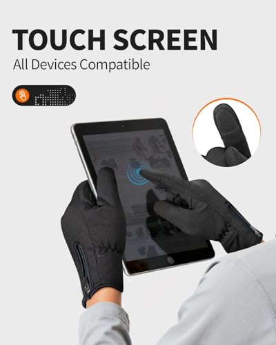 RIGWARL Warm Kids Winter Gloves for Boys Girls, Water-Resistant Touchscreen Gloves with Zipper Cuff, Gifts for Kids Christmas
