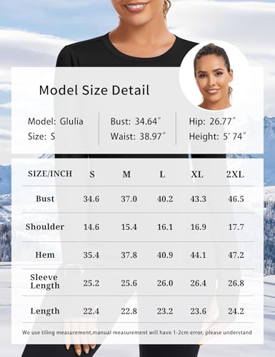 Loovoo Thermal Shirts for Women Long Sleeve Workout Tops Crewneck Fleece Base Layer Running Athletic Tee with Zipper Pocket