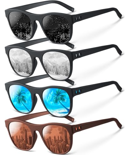 IKTOD 4 Pack Polarized Sunglasses for Men and Women,UV Protection Mens Sun Glasses for Fishing Running Cycling Driving