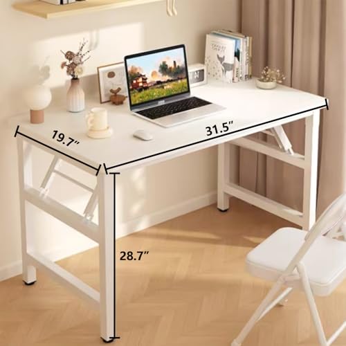 Mrsanmu 31.5 Inch Foldable Desks for Small Spaces,Foldable Desk No Assembly,Small Table for Bedroom,Rustic Brown.