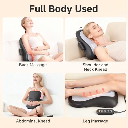 Zorynae Shiatsu Back and Neck Massager for Pain Relief Deep Tissue, Up and Down Rolling Back Massager with Heat, 3D Kneadi...