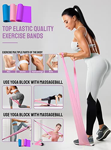 1/3 Yoga Mat Thick, Yoga Set for Beginners Include High Density Mat with Multi-loops Strap, Blocks, Booty Resistance Band ...