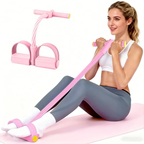 Pedal Resistance Bands with Handles, Upgrade 6-Tubes Manual Tension Training Pedal, Natural Rubber Foot Pedal Resistance B...