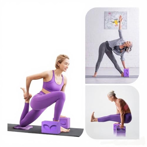 2 Pcs Large Yoga Blocks Rabbit ear groove shape- Supportive Latex-Free Eva Foam - Soft Non-Slip Surface with Beveled Edges...