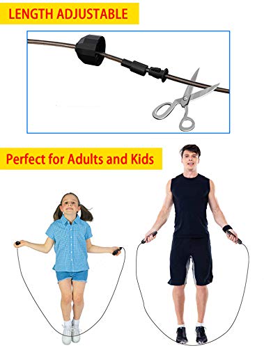 Jump Rope, Ball Bearings Tangle-Free Rapid Speed Cable Skipping Rope, Adjustable Jumping Ropes for Men, Women and Kids - 2...