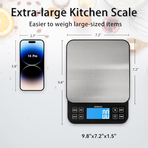 BOMATA Large Kitchen Scale with 0.1g/0.001oz High Precision, 5kg/11lb Bakery Scale with% Percentage Function, USB Recharge...