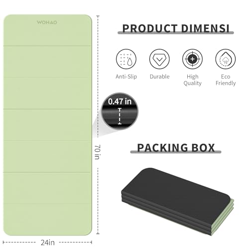 WOHAO 7-Fold Yoga Mat 70"x24" - 1/2 Inch Thick Folding Exercise Mat, Compact Non-Slip TPE Mat for Travel, Storage, Yoga & ...