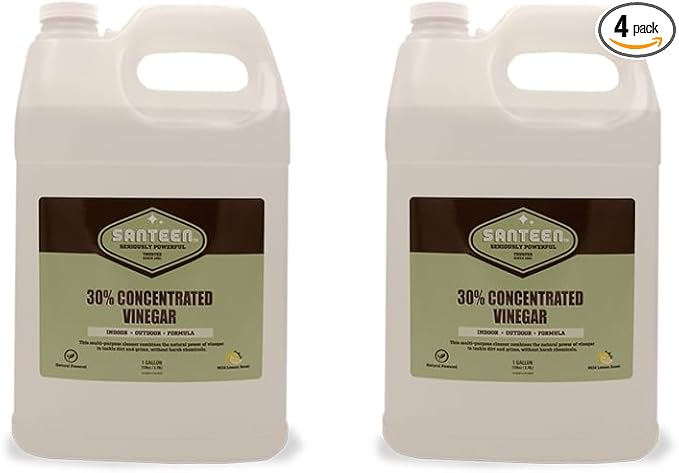 Santeen 30% Concentrated Cleaning Vinegar - 2X1 Gallon Jugs | Indoor & Outdoor | Extra-Strength