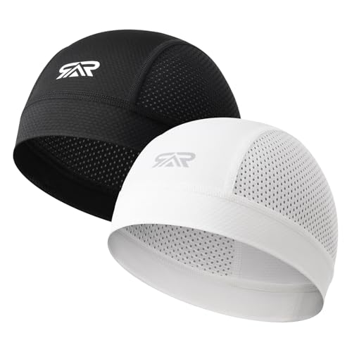SUNMECI 2 Pcs Cooling Breathable Mesh Skull Cap for Men Women Lightweight Quick Dry Cycling Moto Helmet Hard Hat Liner