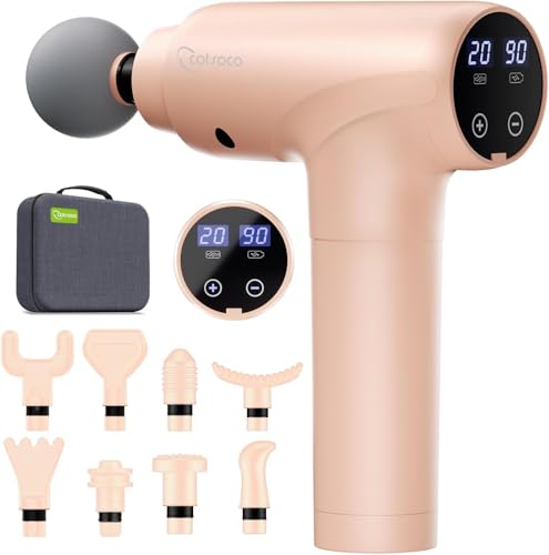 cotsoco Massage Gun Deep Tissue, Muscle Massage Gun with 9 Attachment Heads 20 Speeds & Silent Brushless Motor for Pain Re...
