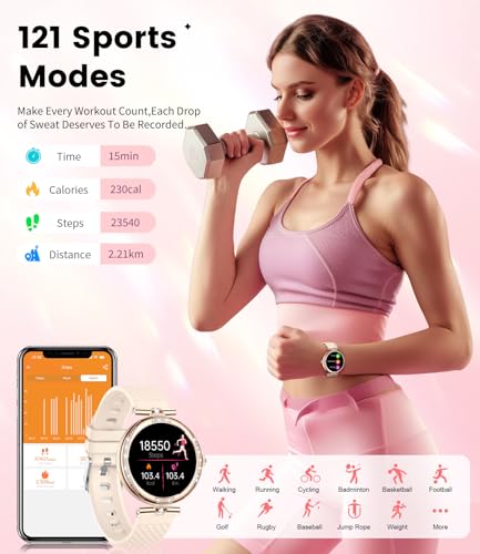 LIGE Smart Watches for Women (Answer/Make Call) with Diamonds,1.19” AMOLED Smartwatch with Heart Rate/Sleep Monitor,IP68 W...