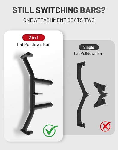 Mikolo 2-in-1 Lat Pulldown Bar, Narrow and Wide Grip Lat Pull Down Attachments for Home Gym,Neutral Grip Cable Machine Att...