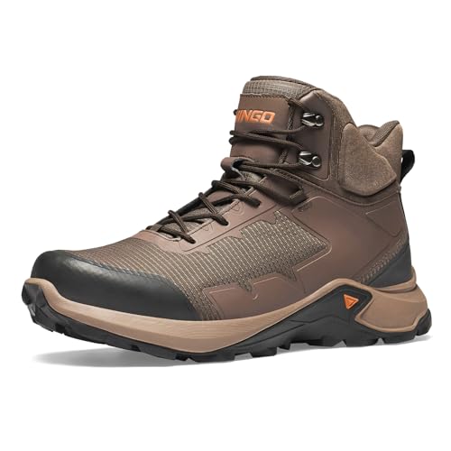 NINGO Men's Hiking Boots, Waterproof All-Terrain Hiking Shoes, Breathable Lightweight Outdoor Ankle Boots for Trekking, Ba...