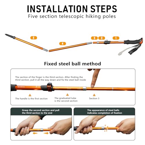 Deepfeel Collapsible Trekking Pole Adjustable Hiking Pole - Aluminum Alloy 7075 Walking Stick with Telescopic & Foldable T...