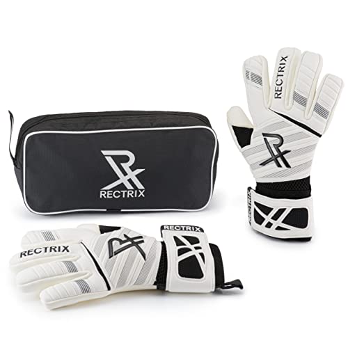 Rectrix 1.0 Goalkeeper Gloves (with Free Zip Case) - Negative Cut - Youth & Adult Sizes - Pro-Level Grip for Football Socc...