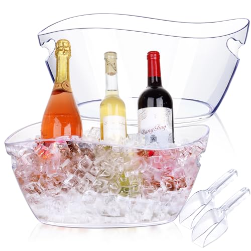 Ice Buckets for Parties, 6.5L Beverage Tub 2pcs Christmas Mimosa Bar Clear Acrylic Champagne Bucket with Scoops, Drink Buc...