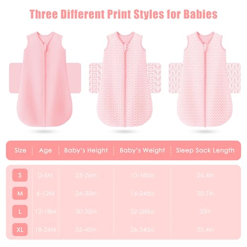 SWEET DOLPHIN 3 Pack Baby Sleep Sack - 100% Cotton 2-Way Zipper TOG 0.5 Infant Wearable Blanket, Newborn Essentials