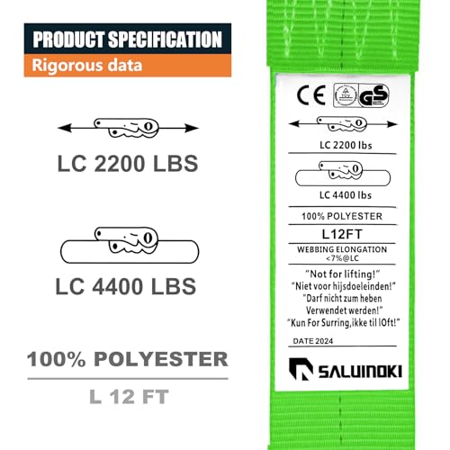 SALUINOKI 10Pack E Track 2 Ratchet Strap Etrack Van Box Truck Strap Accessories Heavy Duty 12ft E Track Accessories 4400lb...