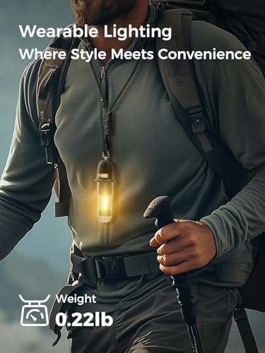 Smiling Shark Camping Ambient Lighting, XPE LED Small Tent Light with Lanyard Rechargable IPX4 Waterproof White & Warm Lig...