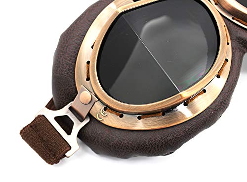 Nuoxinus Motorcycle Goggles, Vintage Aviator Pilot Style Motocross Bike Cruiser Scooter Goggle, Anti UV Anti-Scratch Dustp...