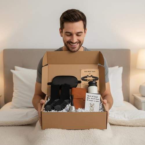 RNFENQS Get Well Soon Gifts Set for Men Sympathy After Surgery Recovery Baskets Care Package for Him Sick Friends Chemo Pa...