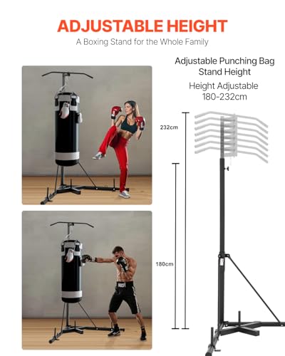 VEVOR Punching Bag Stand, Steel Heavy Duty Workout Training Equipment, Adjustable Height Boxing Punching Stand with Weight...