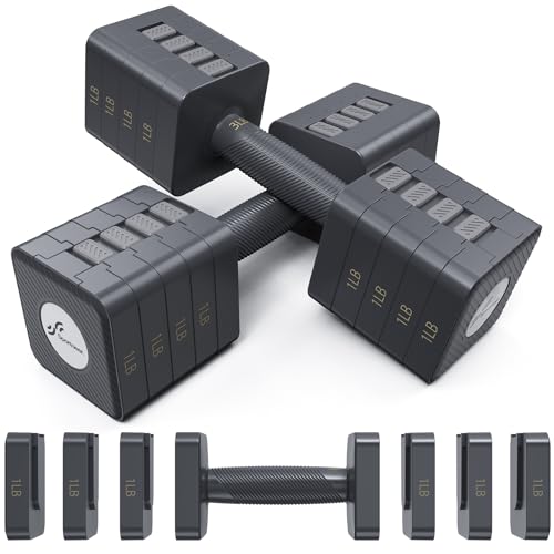 Adjustable Dumbbells Hand Weights Set: Sportneer 5 in 1 Weight Adjustment 10 LB Dumbbells Set of 2 Free Weights Fast Adjus...